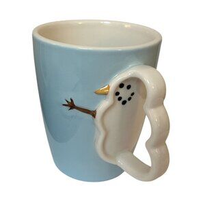 Starbucks Snowman Mug Blue & White 4.5" Ceramic Coffee Hot Chocolate Cup Collect